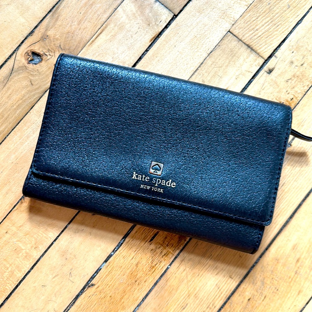 Kate spade black leather clutch